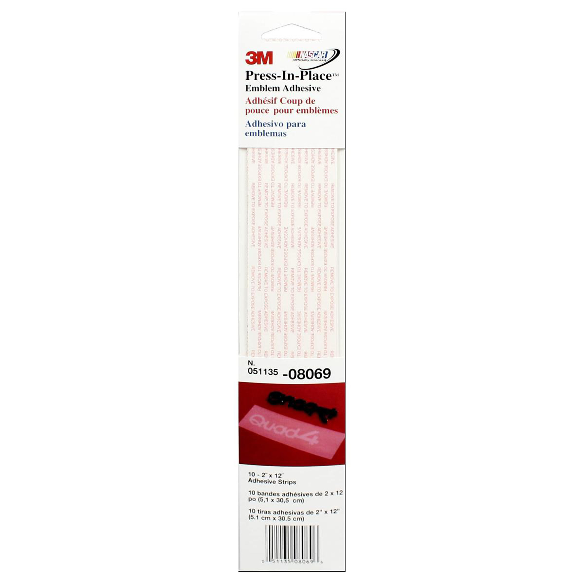 3M Emblem Adhesive/Press-N-Place — 10 Pk, Secure Bond, Model# MMM8069